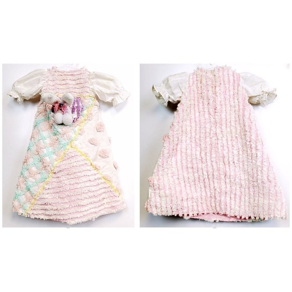 30" Stuffed Animal White Bunny Plush Chenille Pastel Dress Easter Spring Rabbit - Picture 7 of 9